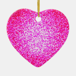 Bright pink glitter fashion heart ornament