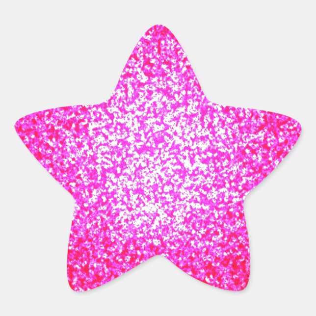 Bright pink glitter fashion star sticker (Front)