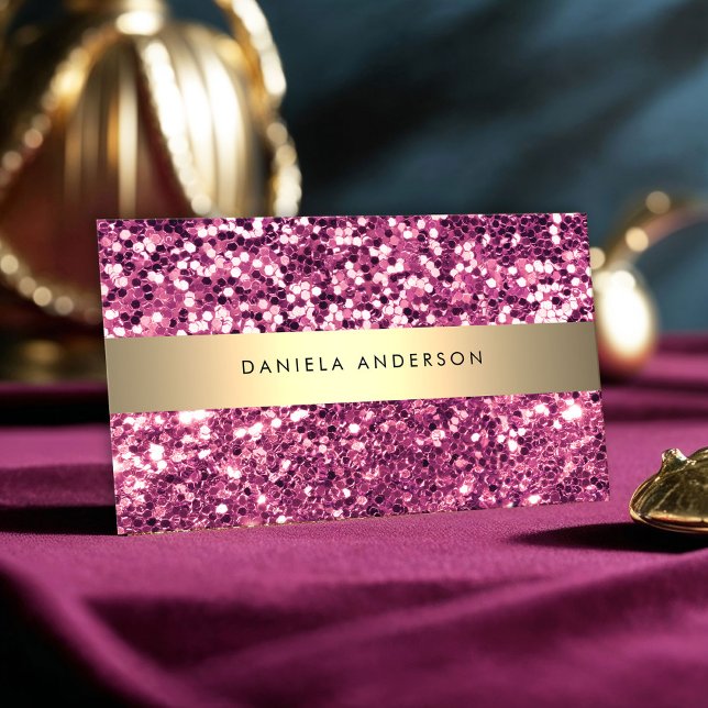 Bright Pink Glitter Luxury Glam QR code Business Card (Creator Uploaded)