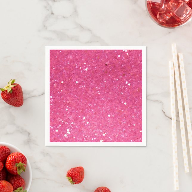 Bright Pink Glitter Napkin (Insitu)
