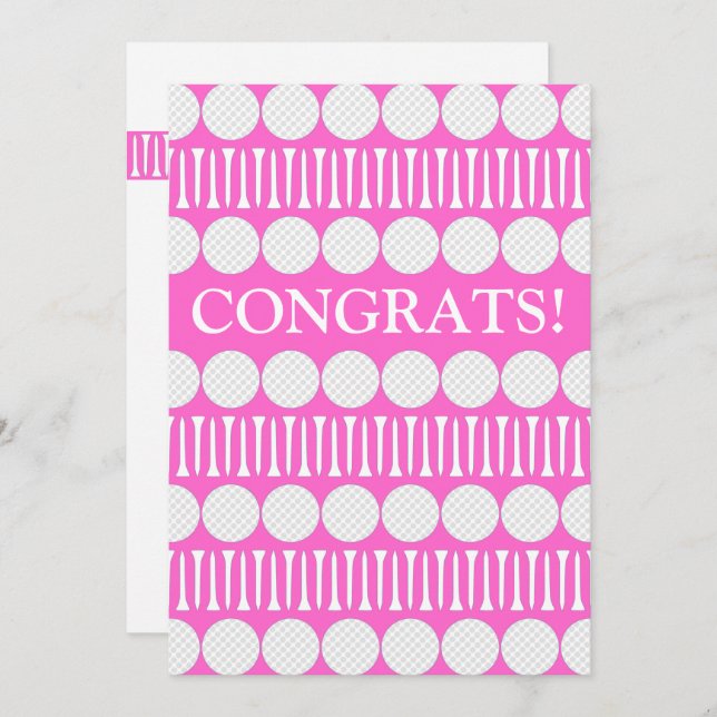 Bright Pink Golfer's Customised Greeting Card  (Front/Back)