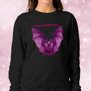 Bright Pink Gothic Spooky Flying Bat for Halloween Sweatshirt