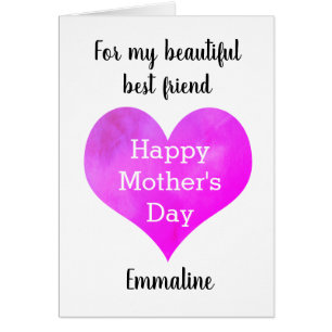 Bright Pink Heart Mother's Day Card for Friend