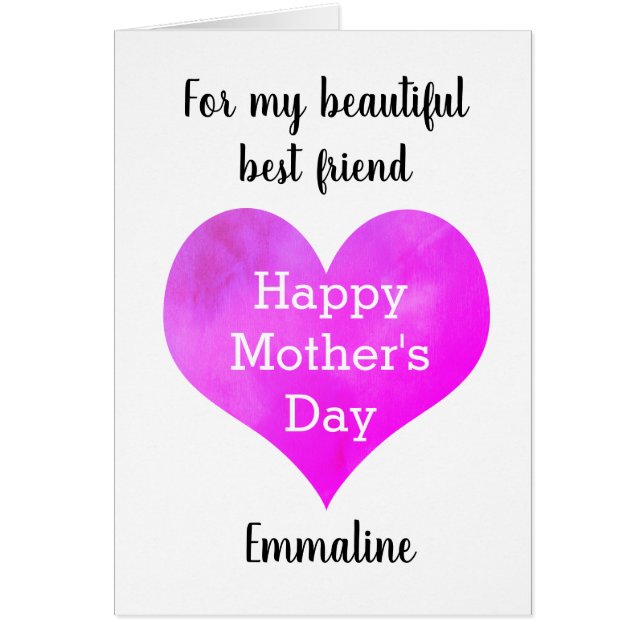 Bright Pink Heart Mother's Day Card for Friend (Front)