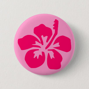 Bright Pink Hibiscus 6 Cm Round Badge