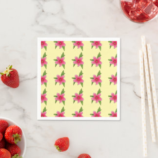 Bright Pink Hibiscus Birthday Party Napkins