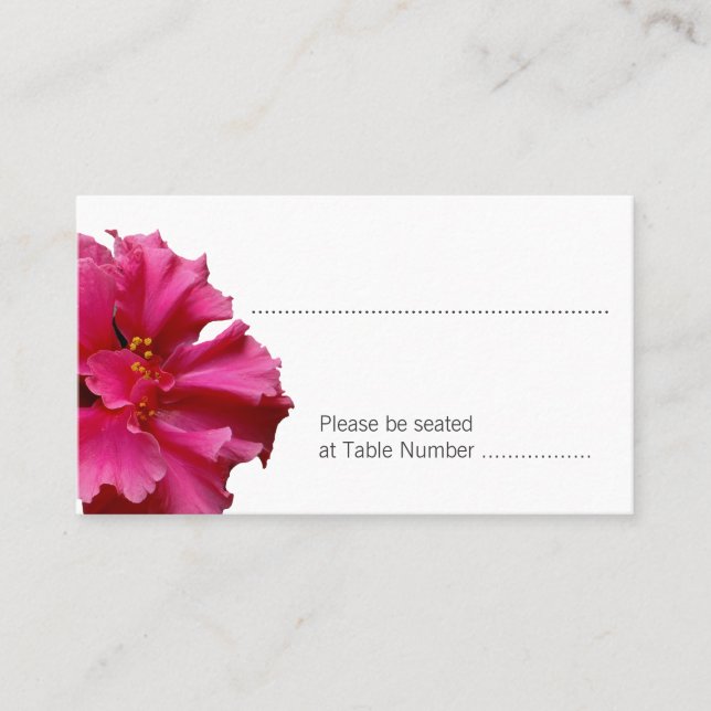 Bright Pink Hibiscus Escort Seating Cards (Front)