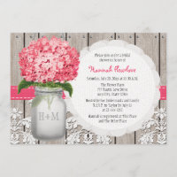 Bright Pink Hydrangea Mason Jar Bridal Shower