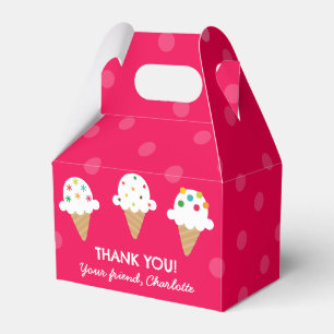 Bright Pink Ice Cream Cone Birthday Party Favour Box