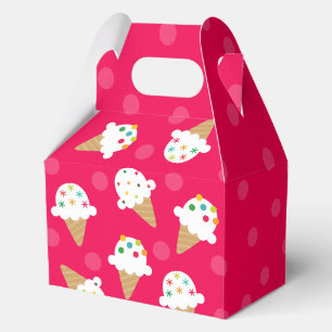 Bright Pink Ice Cream Cone Birthday Party Favour Box