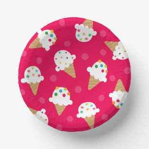 Bright Pink Ice Cream Cone Birthday Party  Paper Plate