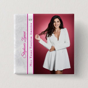 Bright Pink Ice Pageant Sash Button Pin