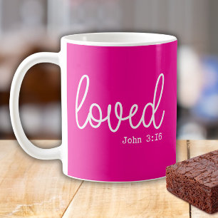 Bright Pink Love Faith Quote minimalist Coffee Mug