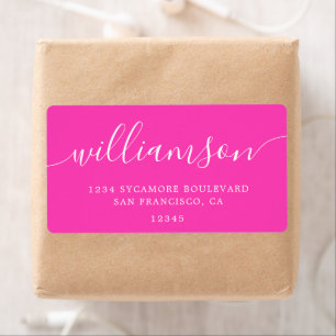 Bright Pink Modern Script Return Address