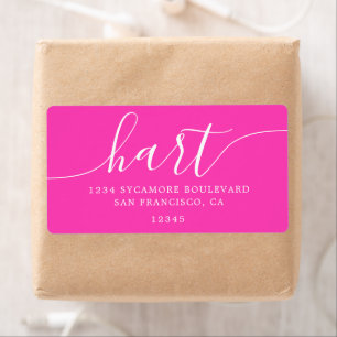 Bright Pink Modern Script Return Address
