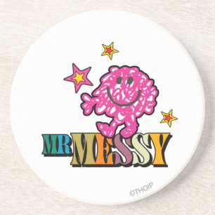 Bright Pink Mr. Messy   Sparkling Stars Coaster