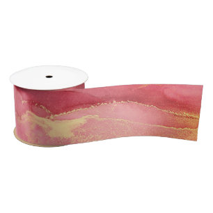 Bright Pink Orange Gold Satin Ribbon