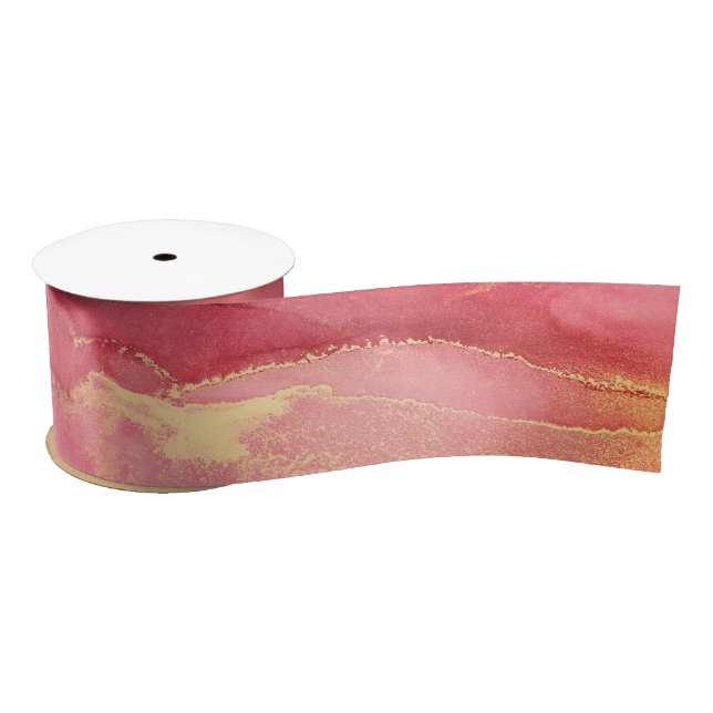 Bright Pink Orange Gold Satin Ribbon (Spool)
