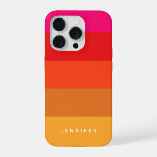 Bright Pink Orange Modern Sunset Gradient Stripes iPhone 15 Pro Case