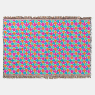 Bright Pink, Orange, Turquoise Islamic Pattern Throw Blanket
