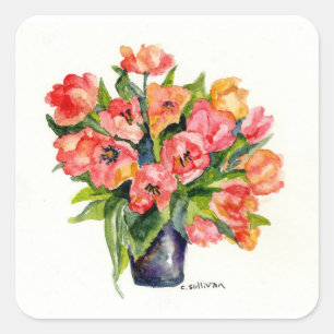 bright pink orange yellow watercolor sticker