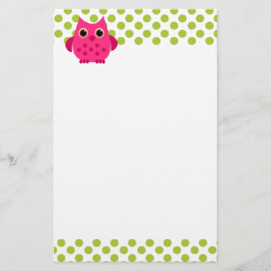 Bright Pink Owl Stationery
