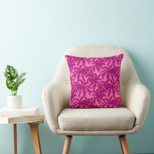 Bright pink Palm pattern Cushion