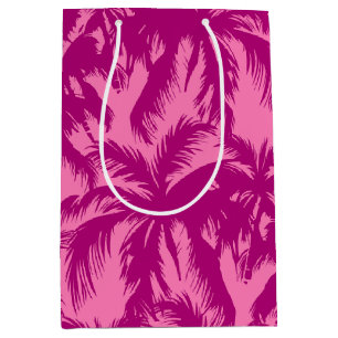 Bright pink Palm pattern Medium Gift Bag
