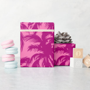 Bright pink Palm pattern Wrapping Paper