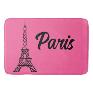 Bright Pink Paris Eiffel Tower Bath Mat Rug
