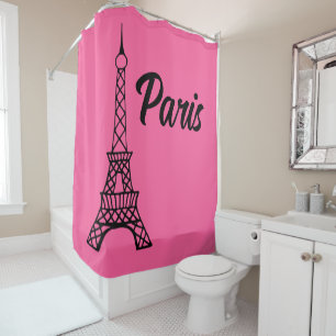 Bright Pink Paris Eiffel Tower Shower Curtain 