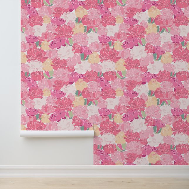 Bright Pink Peonies Wallpaper (Application)