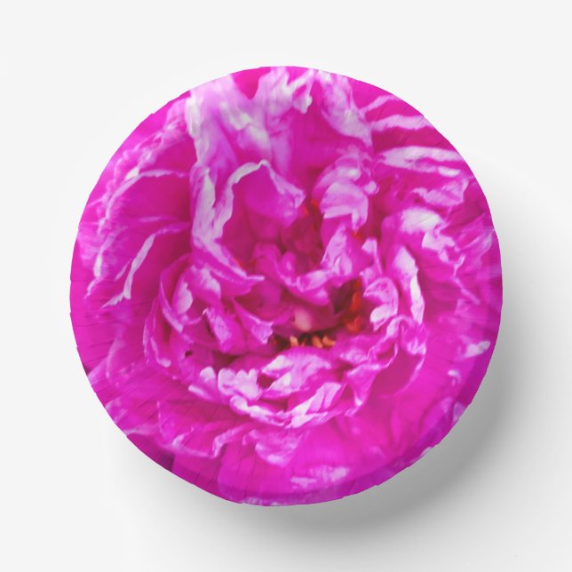 Bright Pink Peony Bowl, 7" Paper Bowl Plate (Front)