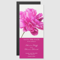 Bright Pink Peony Wedding Save the Date Magnetic