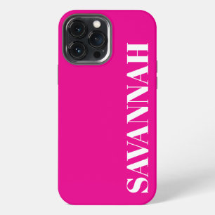 Bright Pink personalised name simple iPhone 13 Pro Max Case