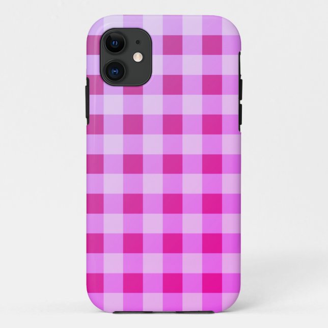 Bright Pink Plaid Gingham Case-Mate iPhone Case (Back)
