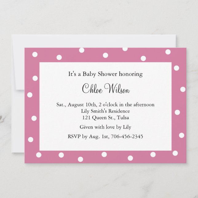 Bright Pink Polka Dots Invitation (Front)