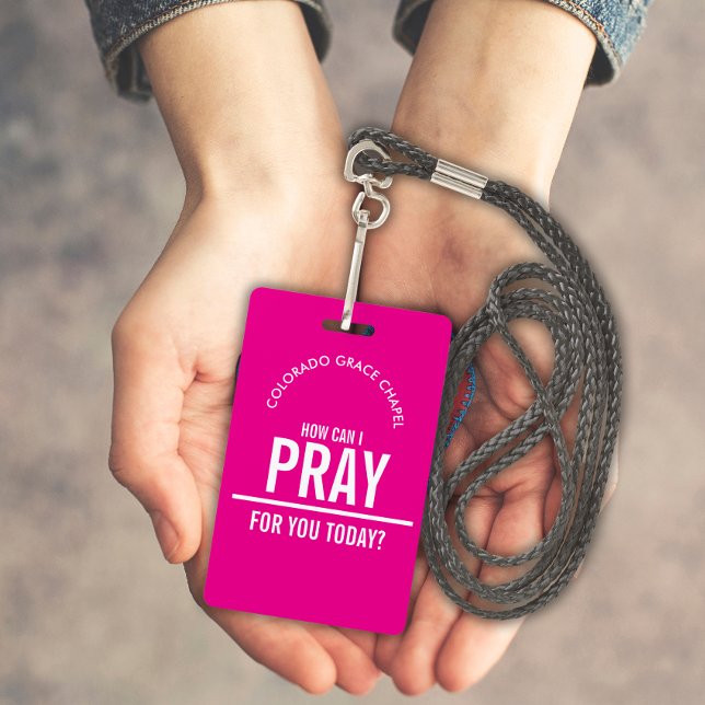 Bright Pink prayer church volunteers id badge (Creator Uploaded)