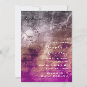Bright Pink‑Purple & Gold Forest Wedding Invitation