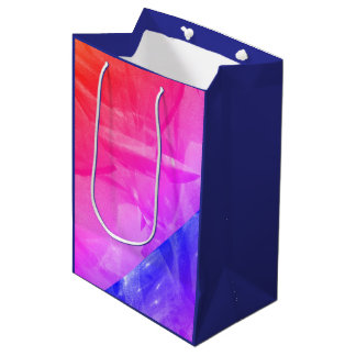 Bright pink red blue abstract sharp design medium gift bag
