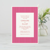 Bright Pink Red Stripe Summer Couples Shower