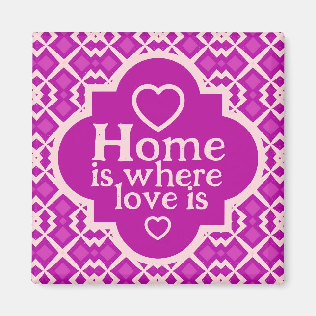 Bright Pink Retro-Inspired Housewarming Magnet (Front)