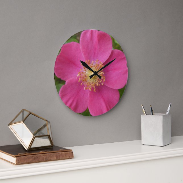 Bright Pink Rose Wall Clock (Office)