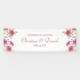 Bright Pink Rose Wedding Banner