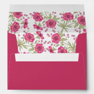 Bright Pink Rose Wedding Envelope