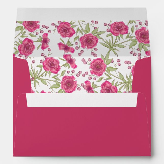 Bright Pink Rose Wedding Envelope (Back (Bottom))
