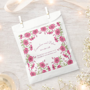 Bright Pink Rose Wedding Favour Bags