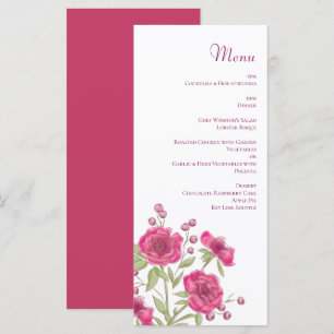 Bright Pink Rose Wedding Menus