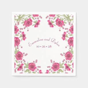 Bright Pink Rose Wedding Napkin