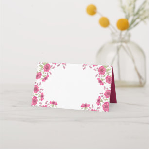 Bright Pink Rose Wedding Place Card